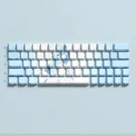 Shorekeeper PBT Keycaps Set, Cherry profile, from an artistic angle, showing clean top surfaces and luminous, translucent side-printed legends with a serene design.