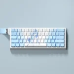 Shorekeeper PBT Keycaps Set: a serene coastal-themed Cherry profile set showcasing luminous, translucent side-lit legends and clean, minimalist top surfaces.