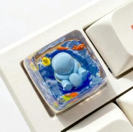 Vibrant, handcrafted luminous Pokemon resin SA keycap, a translucent artisan collectible showcasing intricate detail and playful glow.