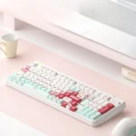 Sodium Carbonate PBT MOA profile keycaps set from various views, showcasing their durable, scientific-inspired design and unique uniform profile.