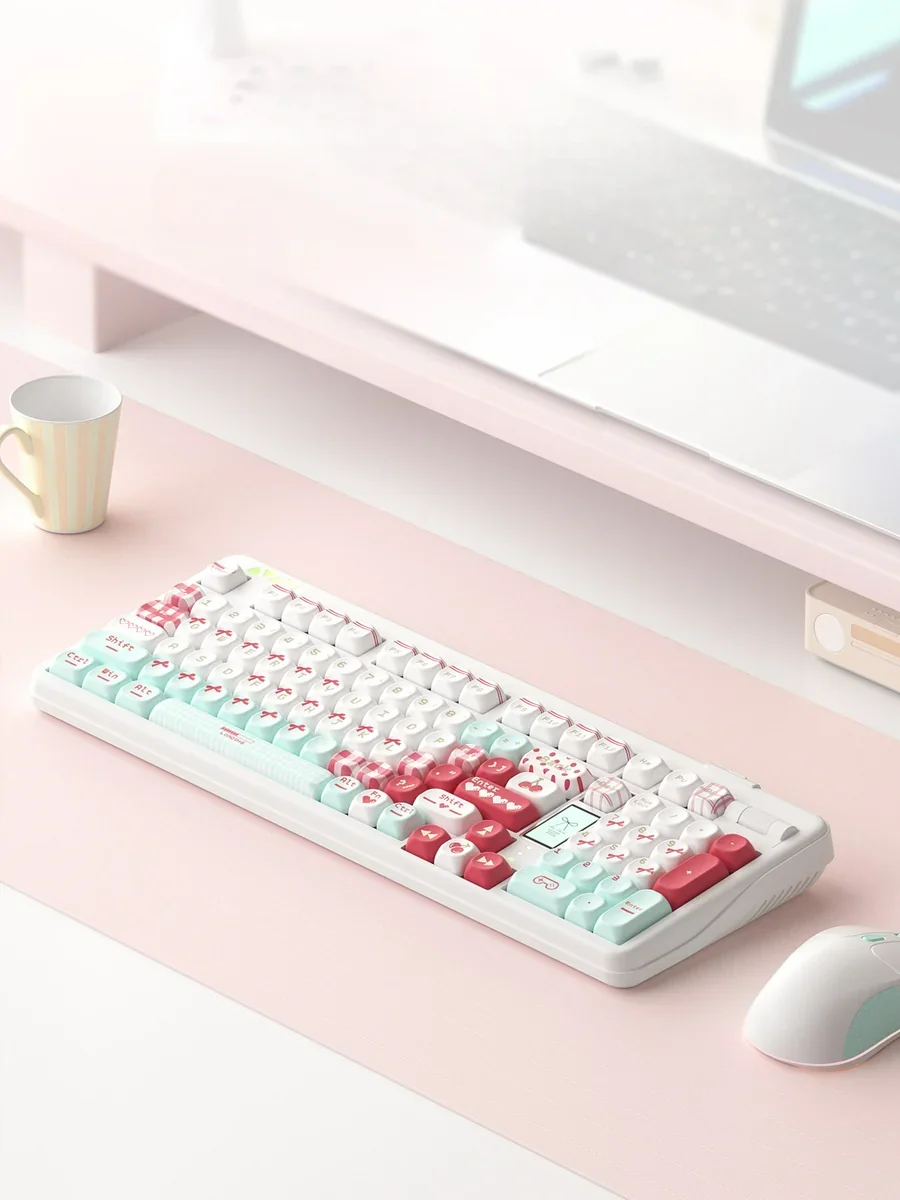 Sodium Carbonate PBT MOA profile keycaps set from various views, showcasing their durable, scientific-inspired design and unique uniform profile.