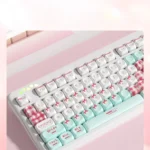 Multiple angles of the Sodium Carbonate PBT MOA profile keycap set, highlighting the uniform MOA shape, durable PBT material, and clean scientific aesthetics.