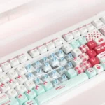 Sodium Carbonate PBT MOA keycaps set from multiple angles, highlighting durable PBT, unique MOA profile, and scientific design. Clean, precise, premium angle.