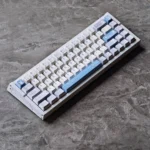 Sora Kasugano PBT Dye-Sub Keycaps Set, Waifu Edition. Exclusive, premium set in detailed views, showcasing iconic white and black anime artwork.