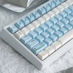 Multiple views of SpaceStation PBT keycaps set, emphasizing their durable build and captivating, immersive cosmic design for a premium command center upgrade.
