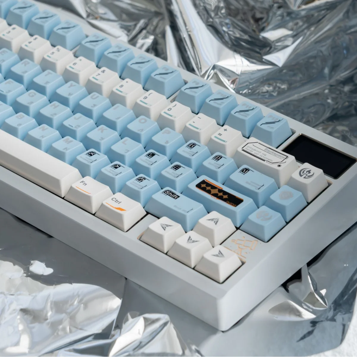 Premium SpaceStation PBT Keycaps Set in a detailed product gallery, showcasing their durable, futuristic cosmic design for an immersive command center upgrade.