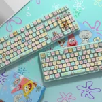 Iconic SpongeBob PBT Dye-Sub Keycap Set for Alice keyboards, vibrant with cheerful characters and Bikini Bottom elements, bringing playful joy.