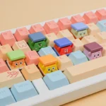Multiple angles of the whimsical Peeking Sandy Cheeks Artisan SpongeBob Keycap, showcasing its vibrant details and iconic charm for mechanical keyboard.