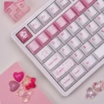 Spring Bloom Keycap Set shown from multiple angles, highlighting the exquisite design, soft hues, delicate spring blossoms design.