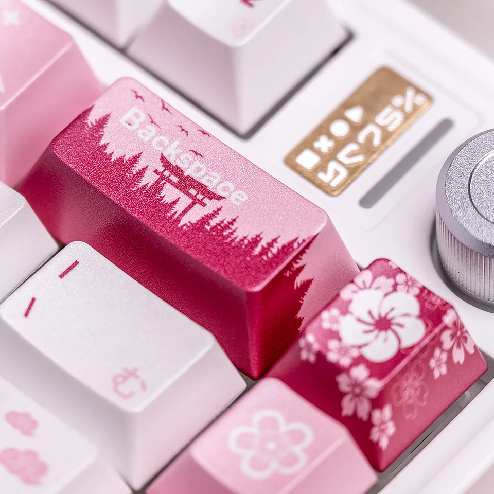 An artistic view of the Spring Bloom Keycap Set, showcasing its exquisite spring design, soft hues design.