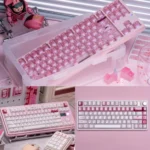 Exquisite Spring Bloom Keycap Set, featuring delicate blossoms, soft hues, and a luminous pearlescent finish.