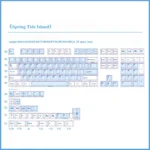 Spring Tide Ocean Island PBT side-engraved backlit keycaps set for 64-key layouts, featuring serene oceanic hues and subtly glowing legends.