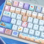 Vibrant Summer's Radiance Side-Printed Backlit PBT Keycap Set. Artistic views highlight its refreshing summer aesthetic and crisp legends.