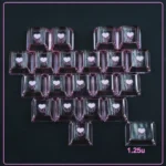 Playful Sweetheart Sparkle Heart Supplement Keycap Set featuring 21 charming translucent pink heart-shaped keycaps with a delightful sparkling finish.