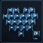 Playful translucent blue Sweetheart Sparkle Heart Supplement Keycap Set, a charming 21-piece collection with a delightful sparkling finish.