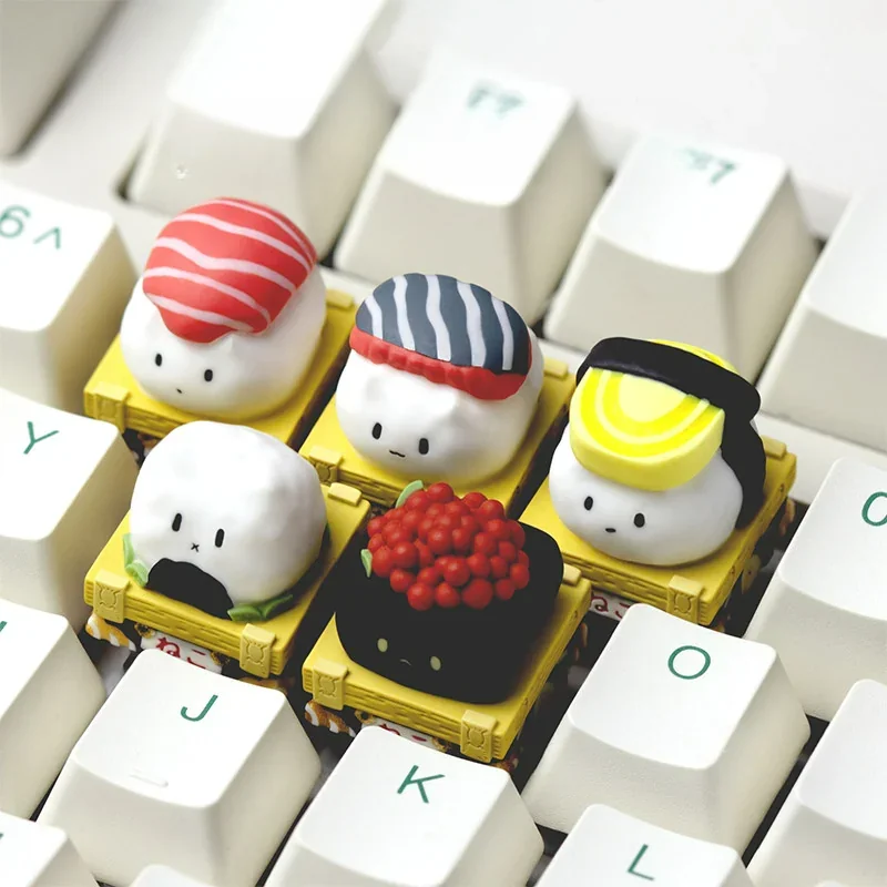 Vibrant handcrafted resin Sushi Cat Artisan Keycap for ESC, intricately detailed, bringing playful whimsy to any mechanical keyboard.