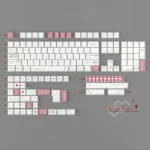 A close-up view of the Sweet BoBo PBT dye-sub keycaps set, showcasing their charming, bubbly design with soft pastel hues, perfect for playful keyboard.