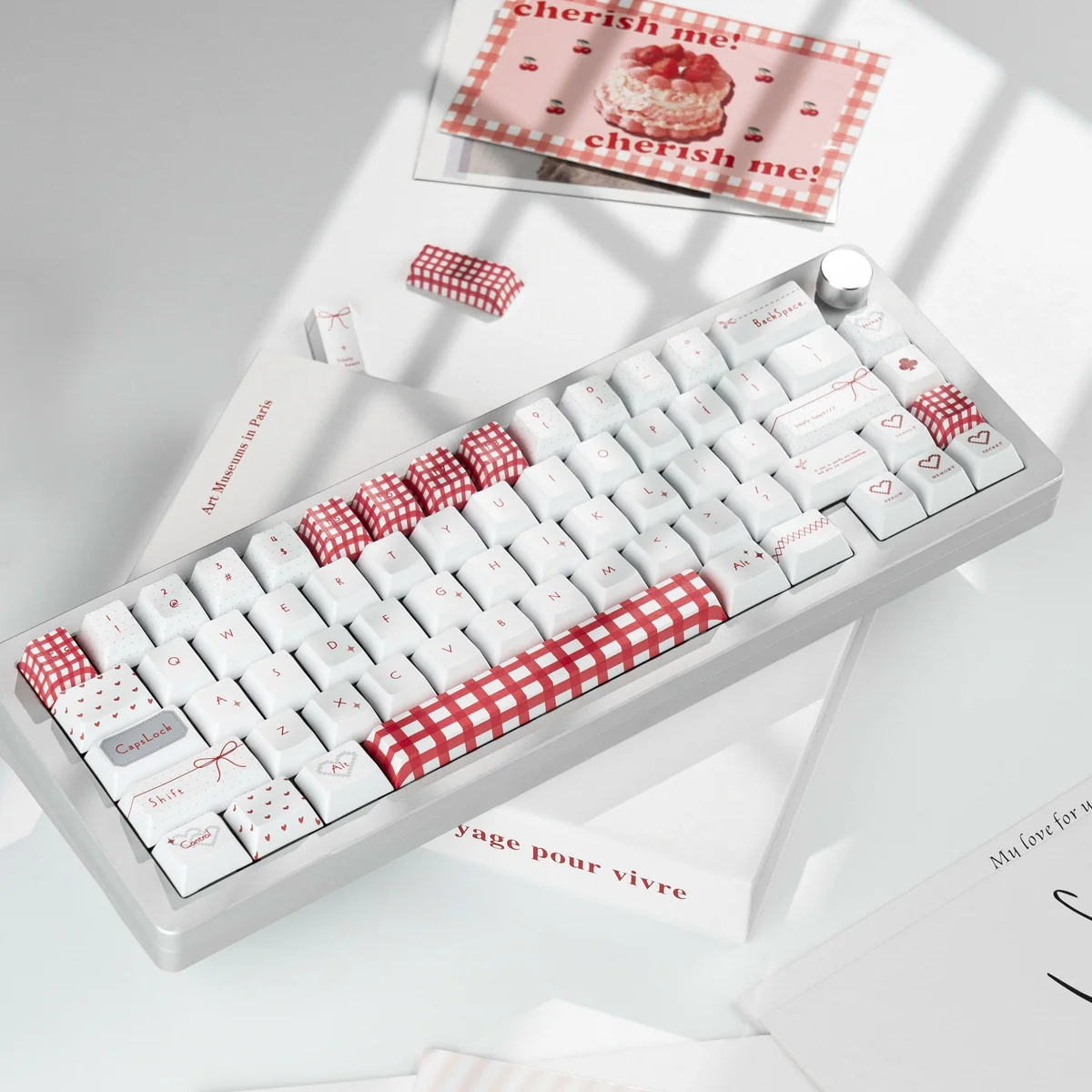 Sweet BoBo PBT keycaps set displaying a charming, bubbly design in soft pastel hues, ideal for a playful keyboard customization. Durable PBT ensures lasting.
