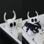 Exquisite Hollow Knight The Knight artisan resin keycap, handcrafted with intricate dark fantasy details.