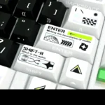 Time Warp Keycaps Set: Luminous side-engraved PBT set from various angles, highlighting its futuristic design and premium glow for immersive typing.