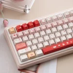 Cute UR82 Strawberry Dessert Tri-mode Mechanical Keyboard with playful pastel hues keycaps, creamy accents, and a sweet dessert theme.