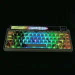 Valorant Clove PBT dye-sub keycaps set. Various angles reveal, mystical aesthetics with butterfly designs, underscoring premium durability material.