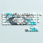 Valorant Jett PBT Dye-Sub Keycaps Set. Dynamic wind-inspired aesthetics, crisp, durable side-printed legends from various angles, capturing Jett's agent.