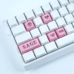 Playful Valorant: Agent's Skill Supplement Keycap Set gallery. View vibrant translucent PC keycaps and crisp, iconic game ability icons from multiple angles for ultimate design.