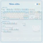 Winter Letter Keycap Set: Geometric PBT keycaps, side-printed, reflecting a minimalist winter aesthetic and artistic play of light.