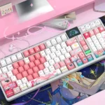 Wuthering Waves Aemeath Side-Lit PBT Keycaps Set showcasing futuristic design and sleek, side-lit translucent legends for an immersive gaming experience.