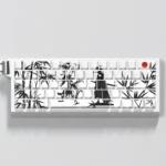 Captivating Wuxia Forest Duel PBT keycap set main image, showcasing dynamic martial arts scenes in a mystical ancient forest, creating an immersive design.