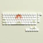 Detailed view of exclusive Yotsuba Nakano dye-sub PBT keycaps set, highlighting the vibrant anime art and premium texture, perfect for a dynamic RGB keyboard.