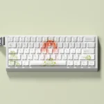 Exclusive Yotsuba Nakano keycaps set, showcasing vibrant dye-sub PBT anime character art, dynamically side-lit for an artistic RGB glow.