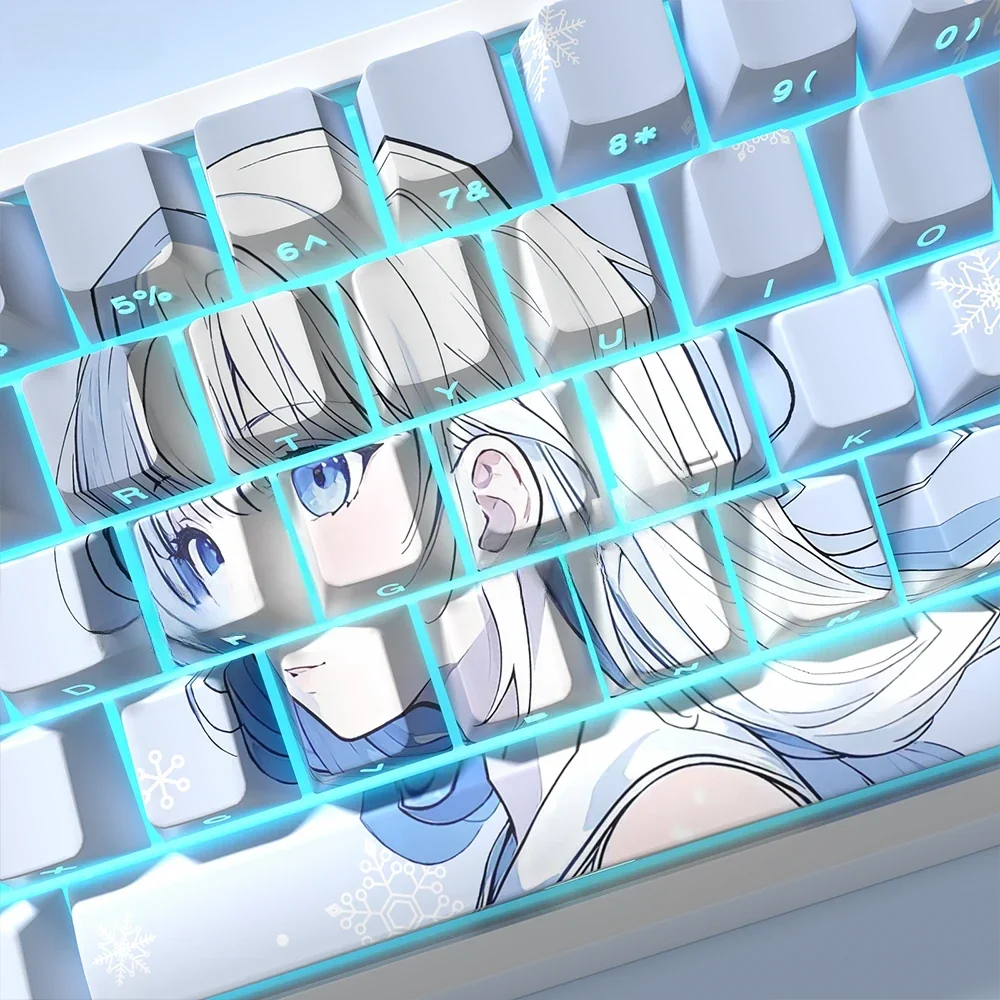 A gallery of Yuki Side-Printed Backlit PBT Keycaps, showcasing crisp side-lit legends and the premium Cherry profile from multiple angles.