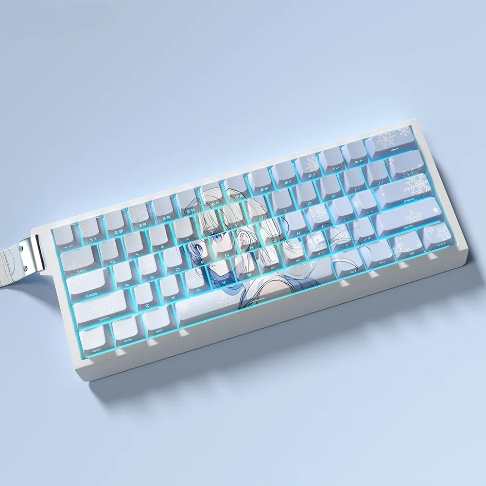 Main display of the Yuki side-printed backlit PBT keycap set, Cherry profile, showcasing its crisp, clean design and subtle side-lit legends.