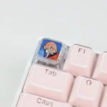 Premium artisan Zero Two keycap from DARLING in the FRANXX, showcasing vibrant anime character detail and iconic pink hues.