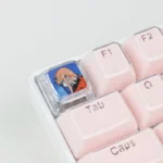 Premium Zero Two Keycap featuring vibrant DARLING in the FRANXX character design with iconic pink/red hues, an exclusive artisan piece.