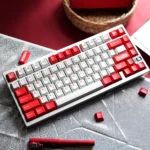 Detailed view of the 1950s Championship Dye-Sub PBT Keycap Set, highlighting the durable PBT material and crisp dye-sub legends with a vintage sports.