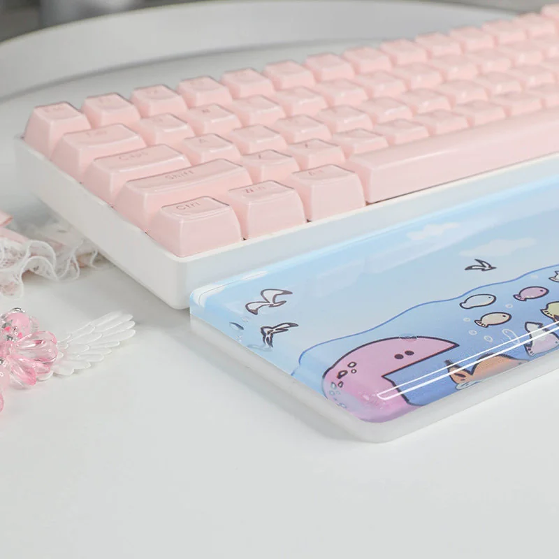 Adorable Hello Kitty Wrist Rest, displayed from various playful angles, emphasizing its ergonomic comfort and whimsical design with cheerful, flowing lines.