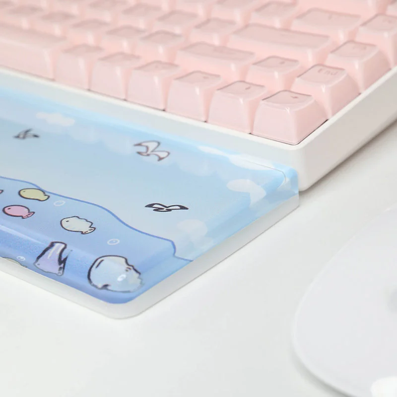 Whimsical Adorable Hello Kitty Wrist Rest in a product gallery, highlighting its ergonomic support and vibrant design from various cheerful perspectives.