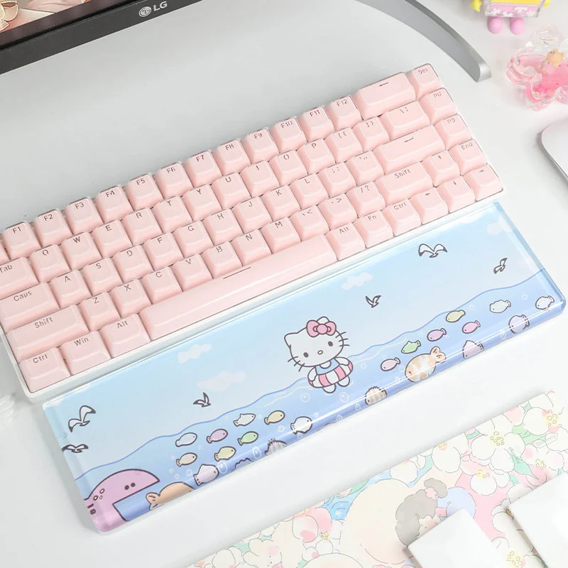 Adorable Hello Kitty wrist rest gallery, featuring its whimsical design and ergonomic comfort from various playful angles with vibrant colors.