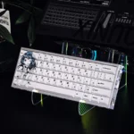 Anna Yanami keycap set displaying exclusive anime character art in striking black and white, premium PBT dye-sublimated keycaps for Too Many Losing Heroines!