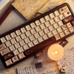 Artistic display of Antiquing Love Letter PBT keycaps, capturing their unique vintage aesthetic and romantic, aged feel, perfect for nostalgic memories.