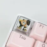 Playful Anya's face transparent keycap featuring iconic SPY x FAMILY anime art, a unique collectible for fans.