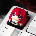 Premium Arknights Endfield Laevatain collectible keycap, featuring intricate futuristic sci-fi character detailing and dark industrial tones from variant angles.