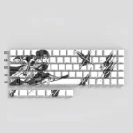 Premium Levi Ackerman PBT side-engraved backlit Attack on Titan keycaps. Dark, tactical, anime-inspired design. Multiple views showcase crisp.