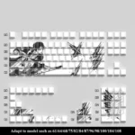 Premium Levi Ackerman PBT side-engraved backlit Attack on Titan keycaps, a 74-key set for 61/68 keyboards, showcasing dark tactical anime design.