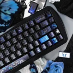 Detailed view of the Bone Butterfly PBT Keycap Set, showcasing the exquisite dye-sublimation of ethereal skeletal motifs and vibrant butterflies design.
