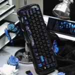 Exquisite Bone Butterfly PBT Keycap Set main display, showcasing intricate dye-sublimated skeletal motifs and vibrant butterflies for a gothic elegant.