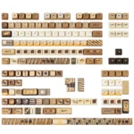 Indulgent Tiramisu Keycaps: 146-key PBT dye-sub set in box. Warm coffee, cream, cocoa tones for cozy, premium keyboard aesthetic.